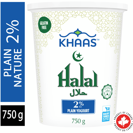 Khaas Yogourt nature halal 2 % 750 g, 0,40 $/100g