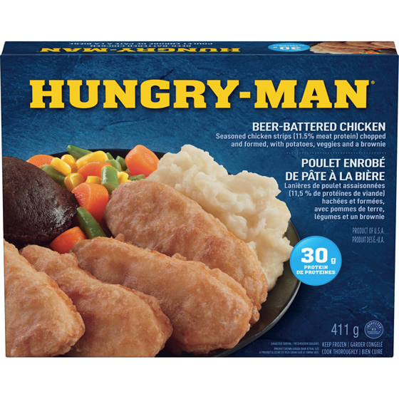 Hungry-Man Beer-Battered Chicken 411 g, $1.82/100g