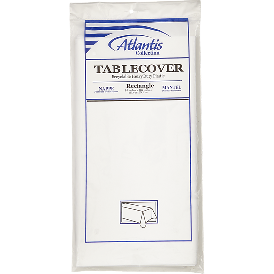 Atlas White Table Cover, 54 x 108 in 1 ea, $3.49/1ea