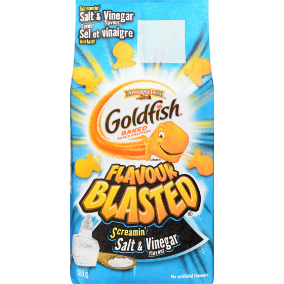 Pepperidge Farm Goldfish  Flavour Blasted  Screamin' Salt & Vinegar 180 g, $1.39/100g