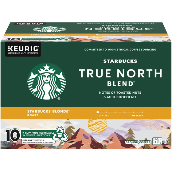 Starbucks True North Blend Blonde Roast Ground Coffee K-Cup Pods  10 ea, $1.30/1ea
