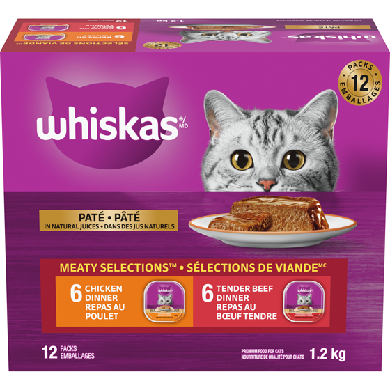 Whiskas Nourriture humide pour chats SÉLECTIONS DE VIANDE, barquettes refermables 1.2 kg