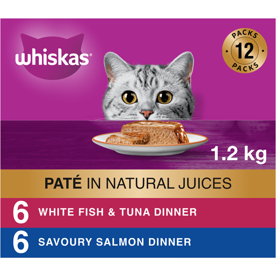 Whiskas Seafood Selections Paté Multipack Adult Wet Cat Food 1.2 kg, $1.58/100g