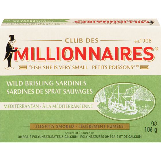 Millionnaires Sardines, Mediterranean 106 g, $3.29/100g