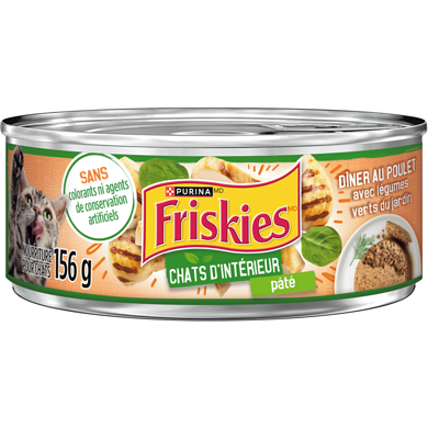 Purina (MD) Friskies(MD) Chats d'Intérieur Pâté DÎner au Poulet avec Légumes du Jardin Nourriture pour Chats 156 g, 0,71 $/100g