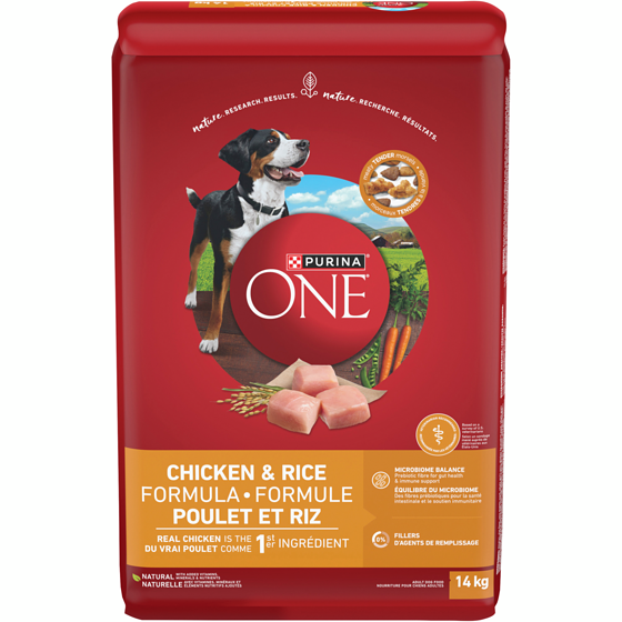 Purina ONE équilibre du microbiome nourriture sèche pour chiens formule poulet et riz 14 kg, 0,36 $/100g