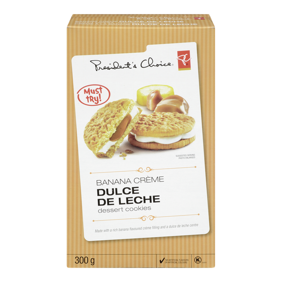 President's Choice Dessert Cookies Banana Crème Dulce De Leche 300 g, $1.50/100g