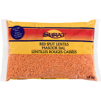 Suraj Lentilles rouges cassées 1.8 kg, 0,29 $/100g