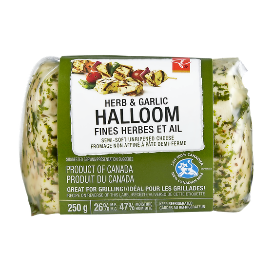President's Choice Herb & Garlic Halloom 250 g, $3.40/100g