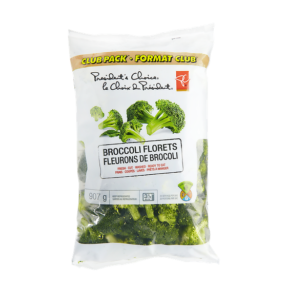 President's Choice Broccoli Florets 907 g, $1.21/100g