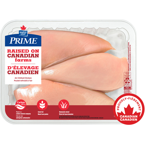 Maple Leaf Poitrines de poulet désossées, sans peau, D'élevage canadien 1 ea, 13,00 $/1ch