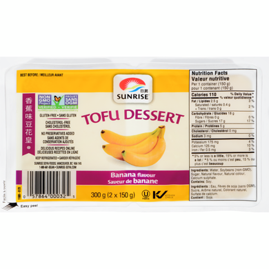 Sunrise Tofu Dessert, Banana Flavoured 2x150.0 g, $0.76/100g