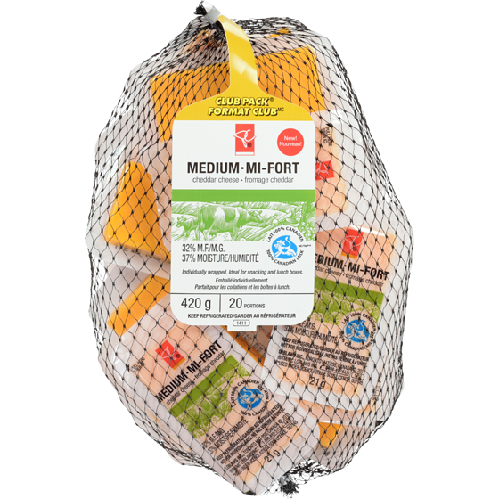 le Choix du Président Cheddar Mi-Fort En Portions Individuelles 420 g, 4,52 $/100g
