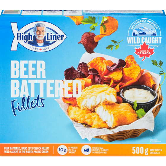 High Liner Fillets Beer Battered 500 g, $2.20/100g
