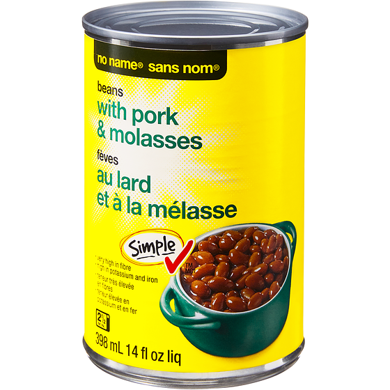No Name Beans with Pork and Molasses 398 ml, $0.50/100ml