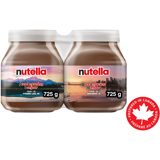 Nutella Pâte à tartiner aux noisettes avec du cacao pour le petit-déjeuner 2x725.0 g, 1,52 $/100g