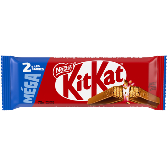 Nestlé KitKat Mega Size, Two 4-finger Wafer Bars, Milk Chocolate 73 g, $4.10/100g
