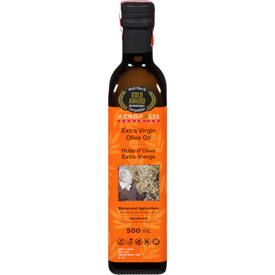 Acropolis Huile d’olive extra-vierge biologique 500 ml, 4,20 $/100ml