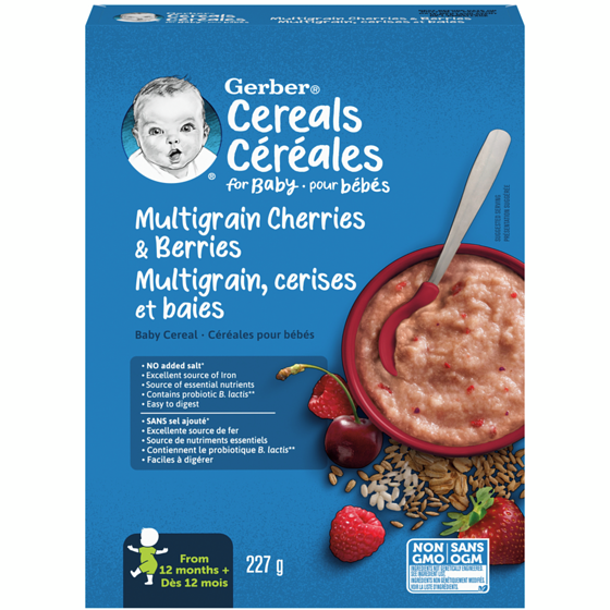 Nestlé Céréales pour bébés multigrain, cerises et baies, étape 4 227 g, 2,42 $/100g