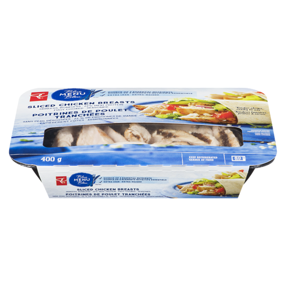 PC Blue Menu Chicken Breasts, Sliced 400 g, $3.00/100g