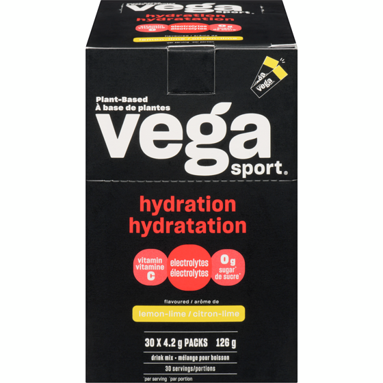 Vega Électrolyte Réhydratante, citron-lime 12x30.0 ea, 0,09 $/1ch