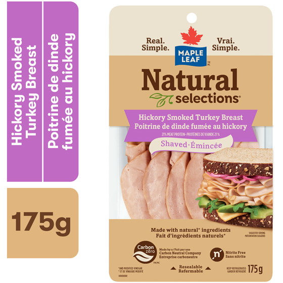 Maple Leaf Natural Selections Shaved Deli Turkey Breast, Hickory Smoked 175 g, $48.57/1kg $4.86/100g