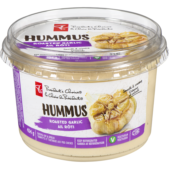 President's Choice Roasted Garlic Hummus 454 g, $1.32/100g