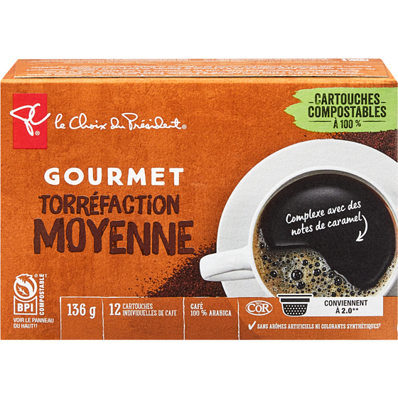 le Choix du Président Cartouches individuelles de café torréfaction moyenne Gourmet 12 ea, 0,75 $/1ch