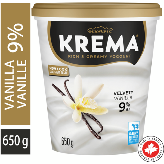 Olympic Yogourt krema à la vanille 9 % 650 g, 1,00 $/100g