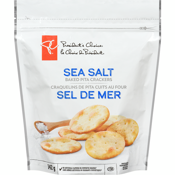 le Choix du Président Craquelins de pita cuits au four, sel de mer 142 g, 2,46 $/100g