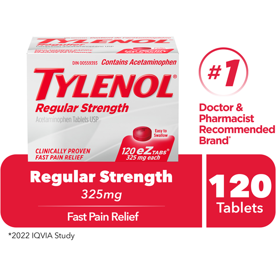 Tylenol Regular Strength EZ Tabs 120 ea, $0.10/1ea