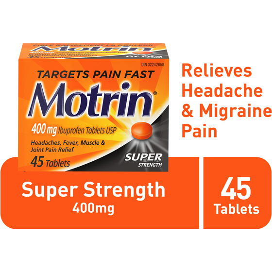 Motrin Super Strength 45 ea, $0.37/1ea