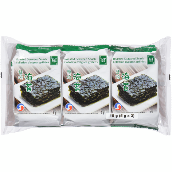 T&T Nori de mer coréen rôti 15 g, 11,93 $/100g