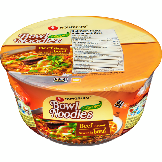 Nong Shim Bowl Noodle Soup, Beef Flavour 86 g, $2.08/100g