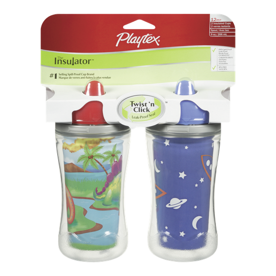 Playtex Gobelet The Insulator Twist’n Click 9 oz 12 mois+ 2 ea, 5,52 $/1ch