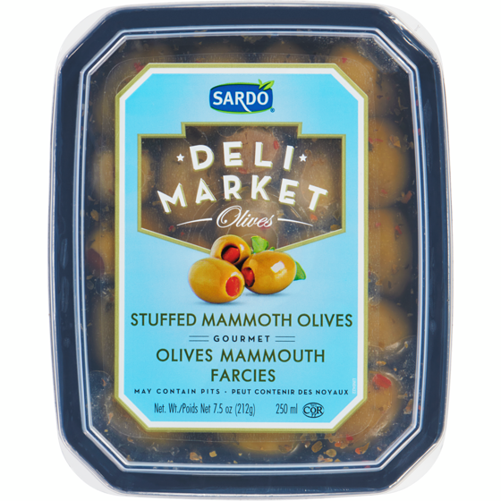 Sardo Stuffed Mammoth Green Olives 250 ml, $1.80/100ml