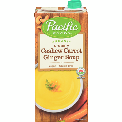 Pacific Foods Organic Cashew Carrot Ginger Soup 1 l, $0.75/100ml