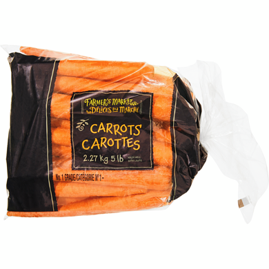 Farmer's Market Carrots, 5LB 2.268 kg, $0.29/100g