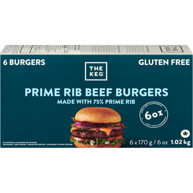 The Keg Prime Rib Beef Burger 1.02 kg, $2.35/100g