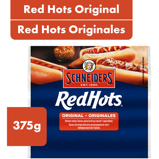 Schneiders Red Hots Original Hot Dogs 375 g, $1.20/100g