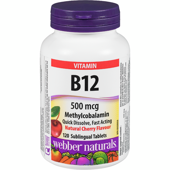 Webber Naturals Vitamin B12 500mcg, Cherry Flavour 120 ea, $0.13/1ea