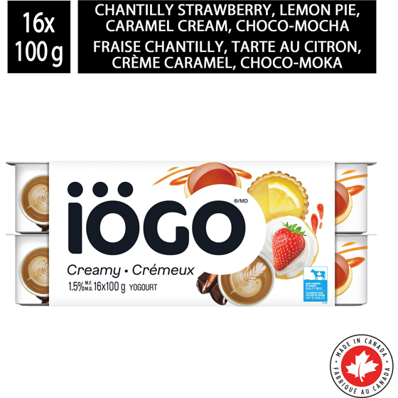 IOGO Dessert Yogurt Cups 1.5% 16x100.0 g, $0.40/100g
