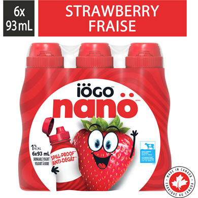 IÖGO Nanö yogourt à boire à la fraise 1 % 6x93.0 ml, 0,72 $/100ml