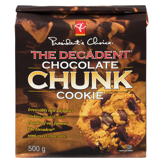 President's Choice The Decadent Chocolate Chunk Cookies 500 g, $1.50/100g