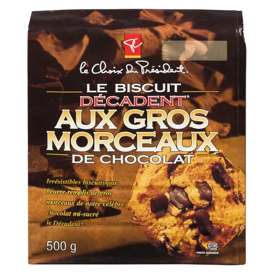 le Choix du Président Biscuits aux gros morceaux de chocolat Le Décadent 500 g, 1,66 $/100g