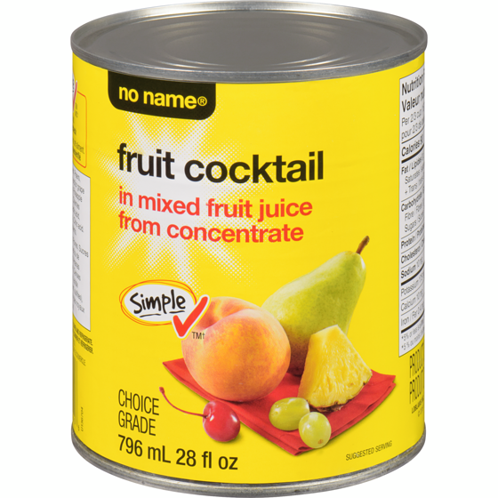 No Name Fruit Cocktail in Mixed Fruit Juice from Concentrate 796 ml, $0.66/100ml