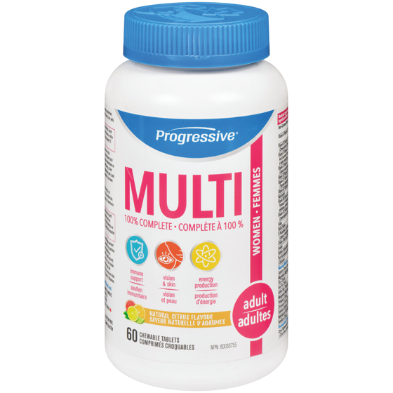 Progressive Multivitamine pour femmes adultes Chewable Multi 60 ea, 0,44 $/1ch