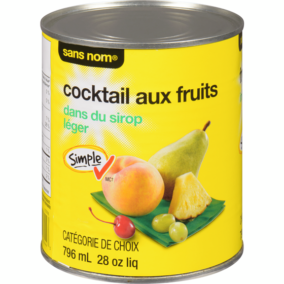 Sans Nom Cocktail aux fruits dans du sirop léger 796 ml, 0,49 $/100ml