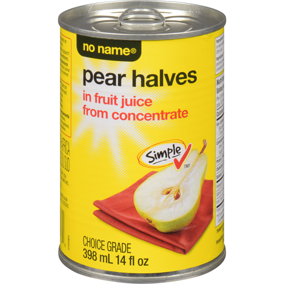 No Name Pear Halves in Fruit Juice from Concentrate 398 ml, $0.50/100ml