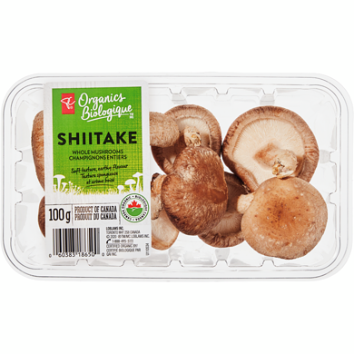 PC Biologique Champignons entiers shiitake biologiques 100 g, 5,00 $/100g